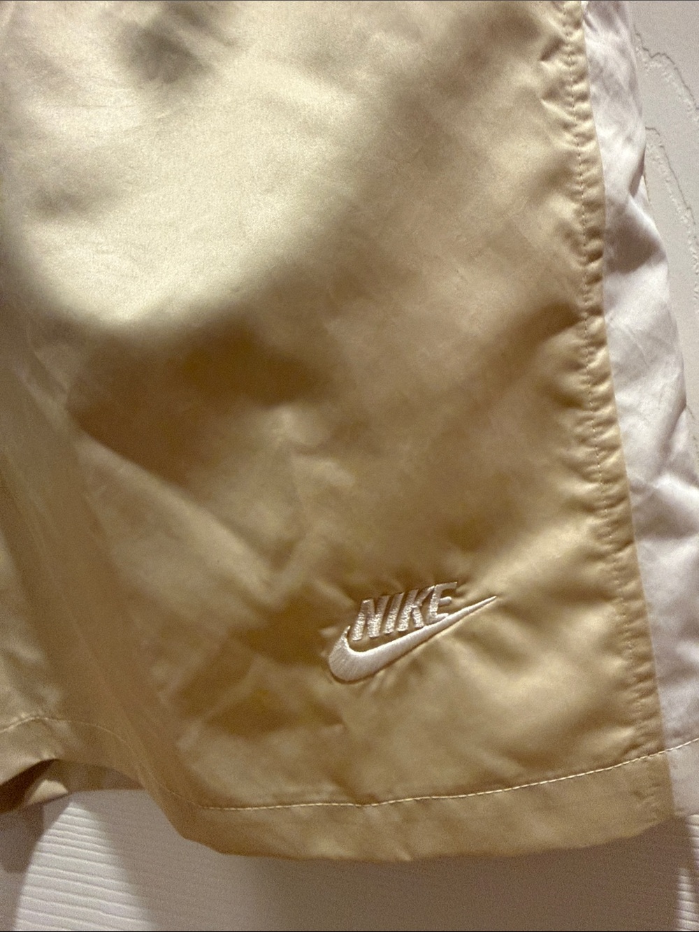 Nike Cream and White Athletic Shorts with Side Panels - Picture 2 of 7